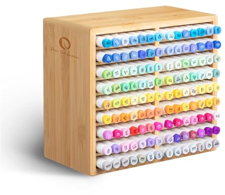 Ohuhu Bambus Organizer,Holz Desktop Aufbewahrung für 126 Markerstifte | Stifte Bleistifte Kunstpinsel stationärer Organizer, Bleistifthalter mit 18 Fächern für Klassenzimmer Büro Dekoration