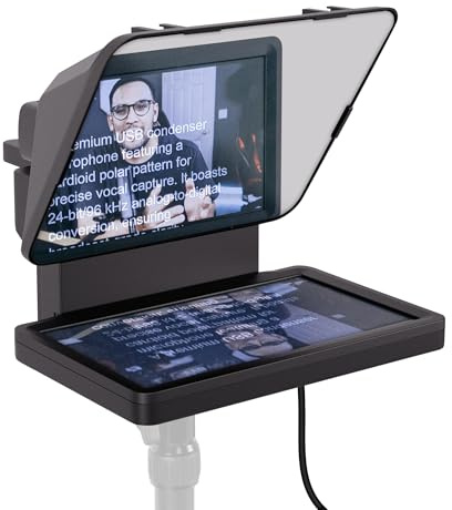 Elgato Prompter, Teleprompter mit Integriertem Bildschirm, YouTube, Twitch, Zoom, Teams, DSLR, Webcam, Smartphone, Drag & Drop-Monitoranzeige, Mac, PC, Stream Deck, 1920 x 1080 Auflösung