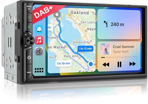 DAB+ Autoradio Android Doppel Din Radio mit Wireless Carplay Wireless Android Auto mit Bildschirm, 8 Core 4G+64G 7 Zoll Car Play Auto Radio 2Din Touch Display mit Navi, Bluetooth, GPS, WiFi, AM/FM/RDS