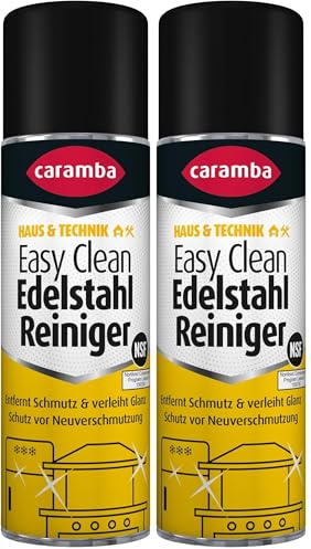 Caramba Easy Clean Edelstahl Reiniger, Reinigungs- und Pflegespray für Metalloberflächen, für Küche, Grill und Werkstatt, Löst Fett, Kalk und mehr, 250 ml (Packung mit 2)