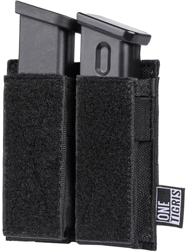OneTigris MOLLE Magazintasche – Doppelte Pistolen-Magazintasche, Open-Top-Design mit Klettpatch, passend für Glock, M1911, 92F & 40mm Granaten, Munitions-Tasche für Taktische Weste & Plattenträger