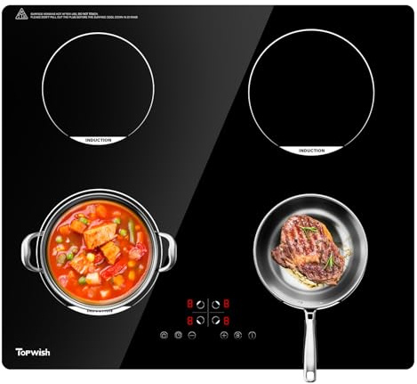 TOPWISH Induktionskochfeld 60cm, Induktions Herdplatte mit 4 FlexInduction Zonen, Induktions Kochplatten, Induktionsfeld & Kochfeld mit Induktion, Timer Funktion & PowerBoost