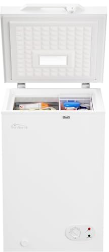 Tronitechnik® Gefriertruhe Kühltruhe BORGAR PRO mit 2in1 Gefrier- und Kühlfunktion | 110 Liter, 169kwh/Jahr, 85cm hoch, geringe Lautstärke | LED-Licht | Rollen | Kindersicherung durch Schloss | Weiß