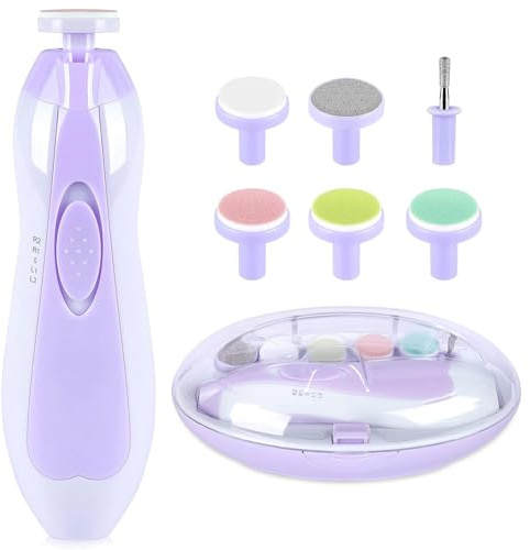 Qunlions life Elektrischer Baby-Nagelschneider, Baby-Nagelknipser, 6-in-1-Baby-Nagelfeile, Nagelfeile, Babypflegeset, Maniküre-Set für Kleinkinder oder Erwachsene (lila)