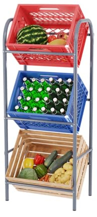 TroniTechnik® Getränkekistenregal 3 Kisten Getränkeregal Kistenregal 3 Kästen Bierkastenständer Getränkeständer Kistenständer Flaschenkastenregal mit Wandhalterung schmal