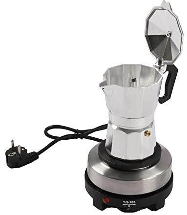 DHQCQL Espressokocher Elektrisch, 500W Mini Kaffeemaschinen mit Anzeigeleuchte und Wärmeableitungslöcher, 150ml Espressokocher 3 Tassen für Haus, Party, Büro, Hochzeit, Max 200℃