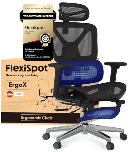 FLEXISPOT Ergonomischer Bürostuhl ErgoX Lite Schwarz | 3D-Armlehnen, 3D-Kopfstütze, 5D-verstellbare Rückenlehne, Atmungsaktiver Sitz Belastbar bis 136 kg Arbeitsstuhl