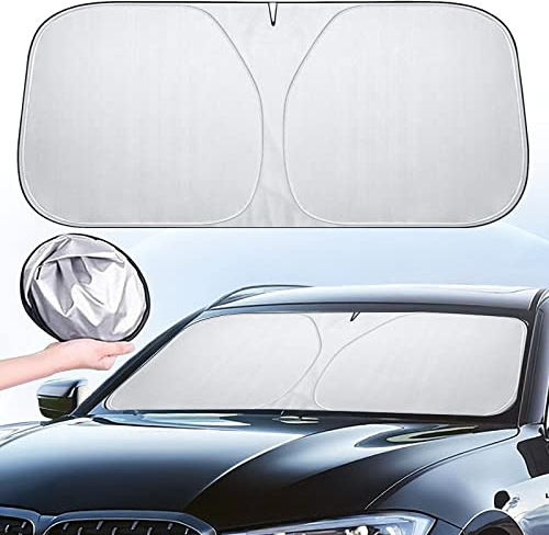 Bseical Sonnenschutz Auto Frontscheibe 136×65cm, Innen, Frontscheibenabdeckung, Sonnenblende Vorne, Windschutzscheibe für Selbsthaftend UV Hitzeschutz Plane (S), Bseical-351