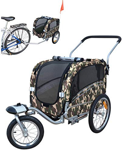 PAPILIOSHOP Argo – Klappbarer Hundeanhänger, Hundewagen und Fahrradanhänger für Hunde in S, M, L, Stabil und Belüftet, Ideal für Tiertransport und Outdoor-Aktivitäten (Tarnung small)