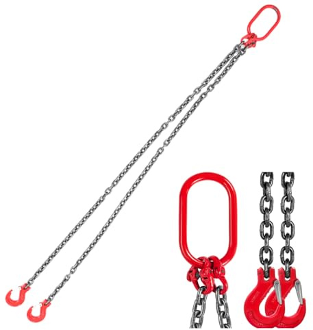 Lfhelper Kettengehänge Anschlagkette 1.5m 2 Strang Krangehänge Ø8mm Krankette Kettenschlinge Motorhebekette G80 Mn-Stahl Motor Kettenzug 3T 6614LBS hebeschlinge Hohe Festigkeit Krangehänge mit Haken