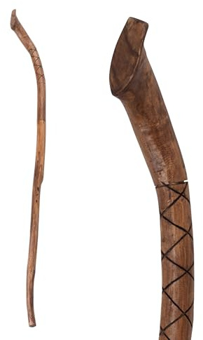 CREEDWOOD Geschnitzter GEHSTOCK Walk | Teakholz, 120cm | Holz Stock mit Schnitzereien, Wanderstock, Holz Stock, Spazier Stock, dekorativer Hirtenstock