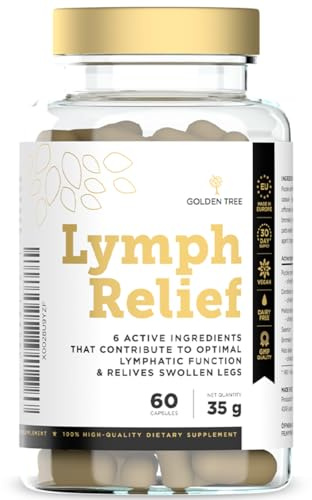 Golden Tree Lymph Relief Kapseln – Unterstützung des Lymphsystems mit Echinacea, Löwenzahnextrakt, Steinklee, Bromelain, Jod & Selen – 60 Kapseln