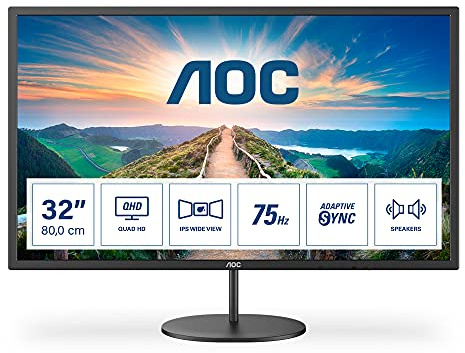 AOC Q32V4 - 32 Zoll QHD Monitor, AdaptiveSync (2560x1440, 75 Hz, HDMI, DisplayPort) schwarz