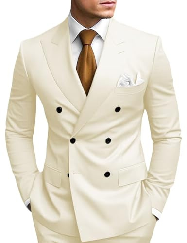 HANBANGWEI 2-teiliger Zweireiher-Anzug für Herren, Slim Fit – Herren-Zweireiher-Set aus Blazer und Hose für Hochzeiten, Abschlussbälle und Homecoming-Veranstaltungen