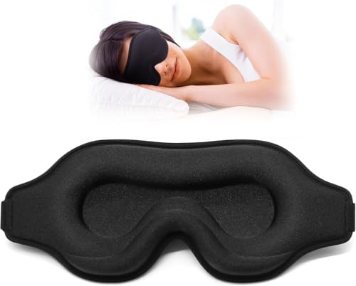 3D-Schlafmaske mit Ohrstöpseln - Lichtdichte & Bequeme Augenmaske für Herren & Damen, Ideal für Flugzeug, Reise & Seitenschläfer, Schwarz