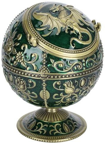 Vintage Aschenbecher mit winddichtem, kugelförmigem Drachen-Deckel in Bronze für Zuhause, Büro, Bastelarbeiten, Dekoration