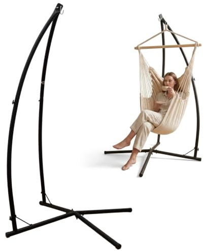 AMANKA Hängesessel Gestell Outdoor 120 kg - 215cm Stahlrohr Ständer für Hängesitz Halterung Schaukelgestell Metall für Federwiege Hängestuhl Camping Zubehör