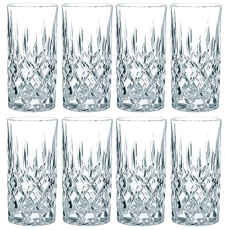 Spiegelau & Nachtmann Nachtmann Noblesse Longdrinkglas Set, 8er Set, Wasserglas, Saftglas, Kristallglas, H 14.8 cm, 375 ml