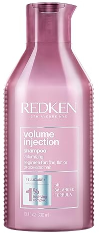 Redken Haarshampoo mit reparierendem Volumen-Boost, Mit Filloxanen und pflegenden Polymeren, High Rise Volume Injection Shampoo, 1 x 300 ml