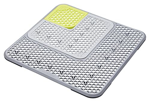 KitchenCraft 3-teilige verstellbare Waschbeckenschutzmatte, Modulare Abtropfmatte für die Spüle, Spülbeckeneinlage Plastik, Spülbeckenmatte, Grau/Grün, 30,3 x 30,3 x 0,3 cm, 3 Einheiten