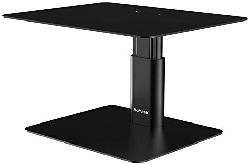 BoYata Monitorständer, Höhenverstellbar Metallisch Schreibtischständer PC Bildschirm Ständer, Organizer, Kompatibel mit iMac, TV, PC, Laptop, Computerund allen Bildschirmen, Schwarz