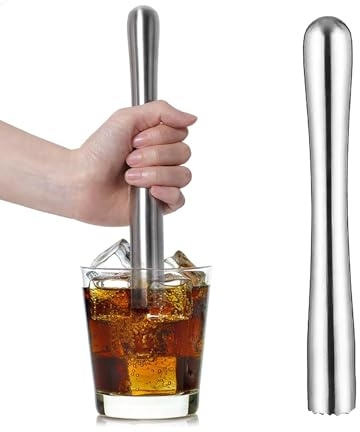 Aiyraa Edelstahl Stößel, Cocktail Stampfer Stößel für Cocktails, Limettenpresse Mojito Zubehör, Krautstampfer Stößel Cocktail für Getränke und Fruchtsäfte, Perfekt für Barzubehör, 22,5 Cm