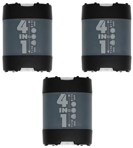 KUM AZ1028316-S - Anspitzer mit Behälter 4in1 schwarz, 3 Spitzer mit Click Clack Verschluss aus Kunststoff