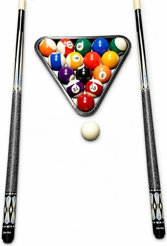 John West Profi Billard Set mit 2 JW-3 Profi Queues | Pool Billardkugeln 57 mm, Triangel, Poolbillard Komplettset, hochwertig