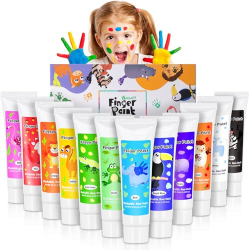 TOGOU2S Fingerfarben Kinder Ungiftig 12 x 36ml Waschbar Fingermalfarben für kleinkinder Baby Abdrücke Fingerfarbe Geeignet Für Geschenke Zur Früherziehung Von Kindern, Weihnachtsgeschenke