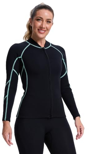 Lemorecn Damen Neoprenanzug Top 2 mm Langarm Super-Stretch Neoprenjacke zum Tauchen, Surfen, Schnorcheln & Wassersport