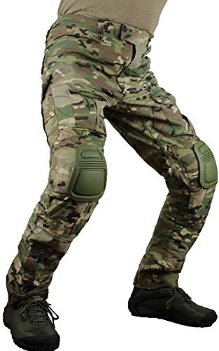 zuoxiangru Herren Taktische Hose Multi-Pockets Militär Camo Outdoor Airsoft Combat Jagdhose mit Knieschützern
