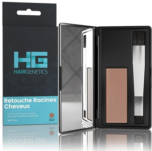 Hair Genetics Ansatzpuder - Graue Haare Abdecken, Haaransatz Puder Zum Kaschieren, Sofortige Natürliche Abdeckung, Einfache Anwendung, Integrierter Spiegel, Für Männer Und Frauen (Mittelbraun)