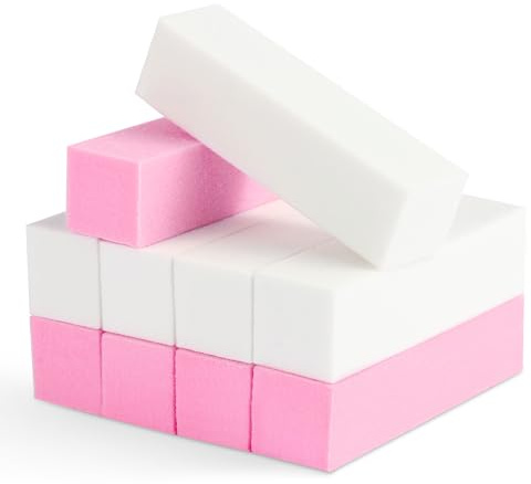 10 Stück Nagelpolierblöcke (5 Weiße + 5 Rosa), 4-Seitig Feilblock Nagelfeile Schaumstofffeilen und Buffer für Maniküre zu Hause oder im Nagelstudio
