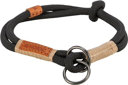 TRIXIE Zug-Stopp Hundehalsband BE Nordic L – Halsumfang 50 cm – schwarz/Sand – bequemes Hundehalsband für große Hunde mit Zugbegrenzung - robust & elegant – 17285