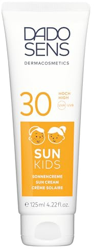 DADO SENS SUN KIDS SONNENCREME SPF 30 125ml - Dermatologisch Entwickelter, Reichhaltiger Sonnenschutz Speziell für die sensible und allergiegefährdet Kinderhaut, Vegan