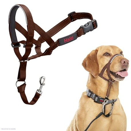 Halti Kopfgeschirr für Hunde | Größe 3, Walnussbraun | Verhindert, dass Ihr Hund an der Leine zieht, Leicht, mit gepolstertem Nasenriemen, Anti-Zug-Halsband für mittelgroße Hunde