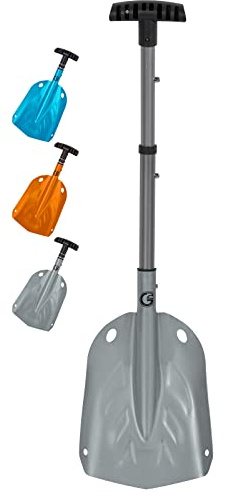 G2 Backcountry leichte Teleskop-Lawenschaufel, Lagerung bis zu 33 cm, langlebige Aluminiumlegierung, Rutschfester ABS-Griff, kompakte Lagergröße (Orange/Blau/Grau)