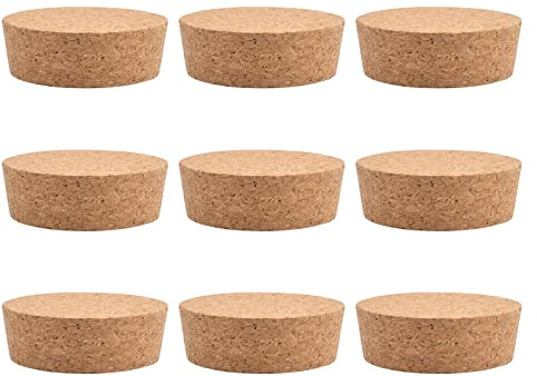 INCREWAY 9 Stück Konische Korkstopfen aus weichem Naturkork mit breiter Öffnung, für Glasflaschen, Lagertanks