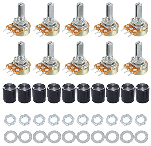 Drehpotentiometer Joystick 10K Potentiometer Poti Linear Muttern Rotary | 10Pcs 10K Ohm Potentiometer 12V B10K Taper Potenziometer Mit Muttern Und Regler Drehpoti Lewttyer