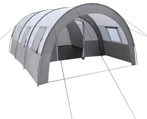 Tunnelzelt 6 Personen, Wasserdicht Familienzelt mit Vorzelt und Bodenplane, groß Camping Zelt mit Tragetasche für Camping Reise Trekking Garten