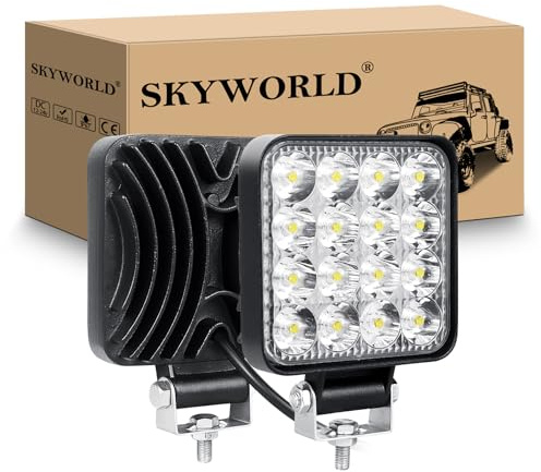 SKYWORLD 2pcs 12V led strahler kfz, 3.34 Zoll 48W Mini Spot scheinwerfer auto offroad beleuchtung nebelscheinwerfer für SUV ATV Traktor LKW 4x4, 6000K Weiß, led arbeitsscheinwerfer, led arbeitslicht