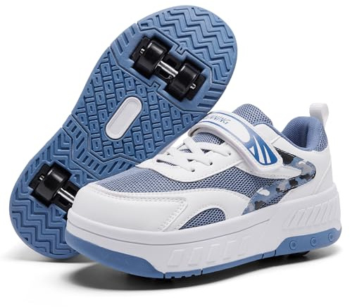 YINGCSM Kinder Schuhe mit Rollen | Abnehmbare 4-Rollen-Skateschuhe für Jungen & Mädchen | Komfortable Outdoor Sportschuhe