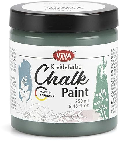 Viva Decor Chalk-Paint - Misty Green - Grün 250ml - Kreidefarbe für Wand & Deko, Mattes Finish, Wasserbasiert, Hochpigmentiert. Für Shabby Chic & Vintage Look für Holz & andere Oberflächen