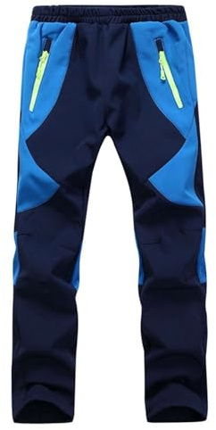 Echinodon Kinder Gefütterte Hose Softshellhose Wasserdicht Winddicht Atmungsaktiv Warm Regenhose Jungen Mädchen Trekkinghose Skihose Blau XS