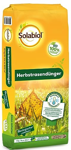 Solabiol Bio Herbstrasendünger, Spezial-Rasendünger mit extra Kalium und Langzeitwirkung für maximale Winterhärte, 10 kg für 200 m²