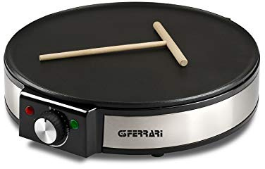 G3 Ferrari G10098 Profi-Crêpes-Maker, 1200 W, 30 cm Edelstahlplatte, Antihaftbeschichtung, Temperaturregler, Holzspatel und Teigverteiler inklusive