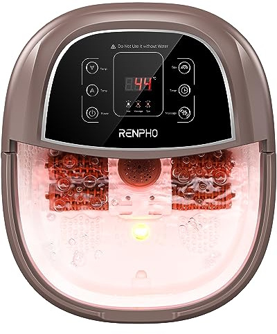 RENPHO Fussbad mit Massagefunktion, 6 Motorisierte Shiatsu-Massagerollen, Fußbad Spa mit Leistungsstarken Sprudeldüsen und Infrarotheizung, Einstellbare Zeit und Temperatur, für den Familiengebrauch