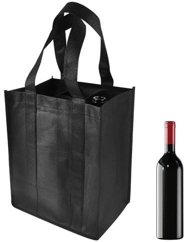 TIESOME 6 Flaschen Weintragetasche, Vliesweintaschen Wiederverwendbare Weinreisetasche Tragbarer Träger Weinflaschenhaltertasche Weingeschenktasche mit Tragegriff für Reisen Camping Picknick
