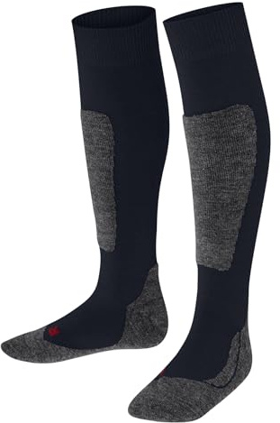 FALKE Unisex Kinder Skisocken Active Ski K Kh Wolle Funktionsmaterial warm dick 1 Paar, Blau Space Blue 6116, 31-34