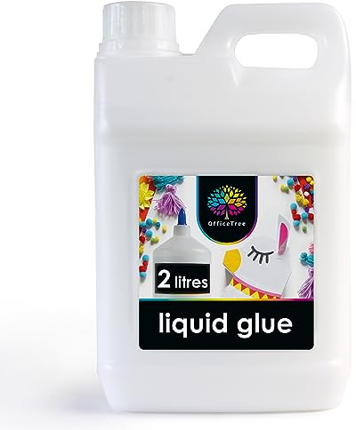 OfficeTree 2 Liter Bastelkleber Transparent Trocknend - Bastel Kleber - Lösungsmittelfreier Flüssigkleber für Kinder geeignet